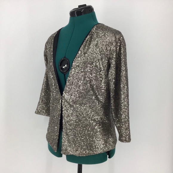 Soya Concept Gold Sequin 3/4 Sleeve Blazer, 38 - Picture 3 of 16